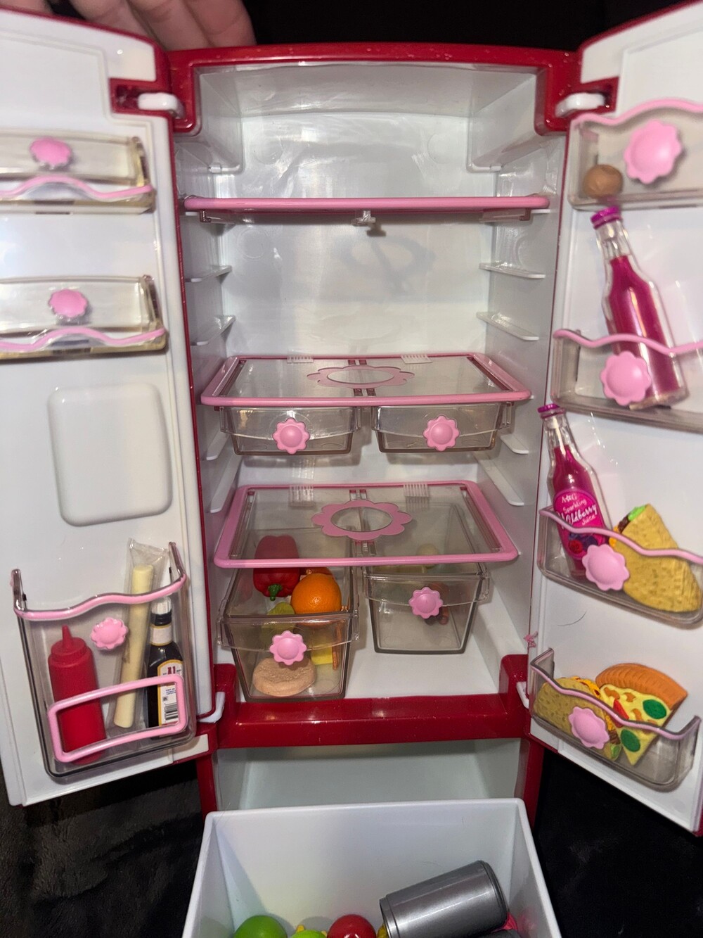 Our Generation Toy Refrigerator with Pink Accents and Miniature Food Accessorie - Picture 2 of 6